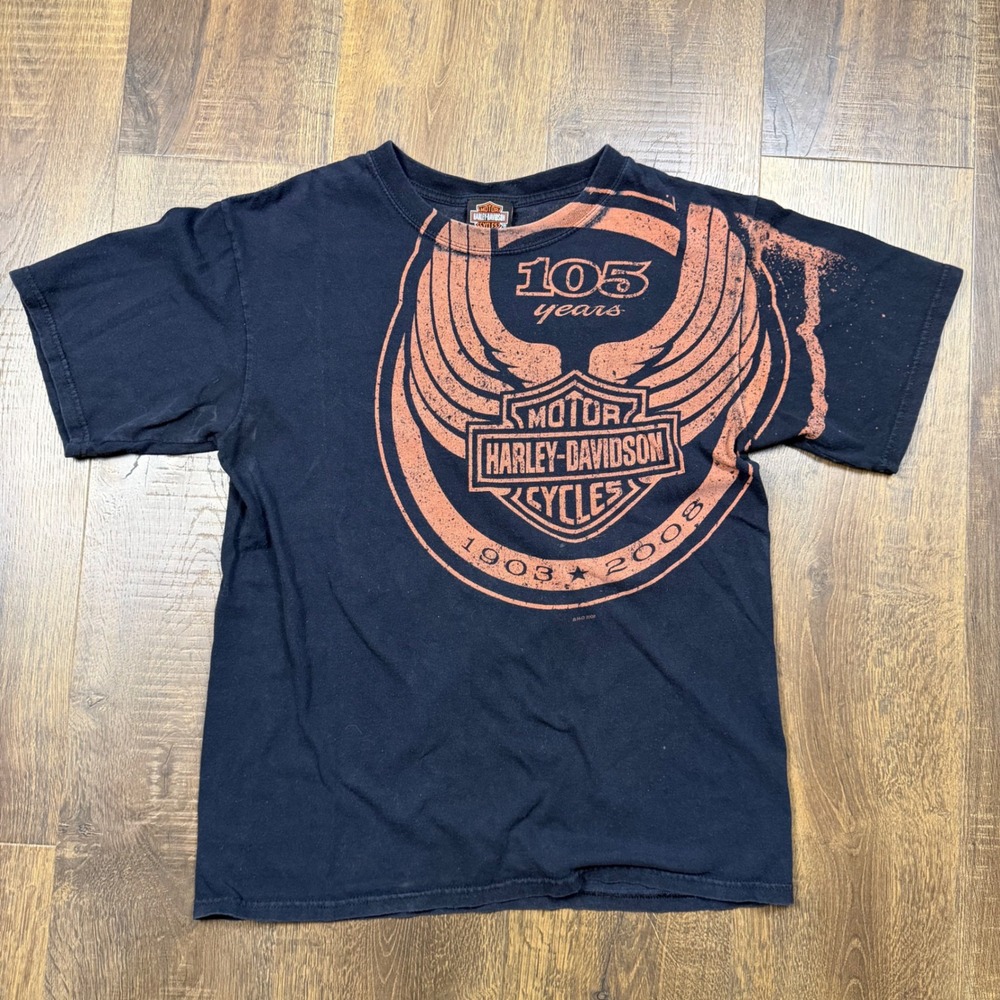 Y2K 2008 Harley Davidson 105th Anniversary T-Shirt Men's M Black